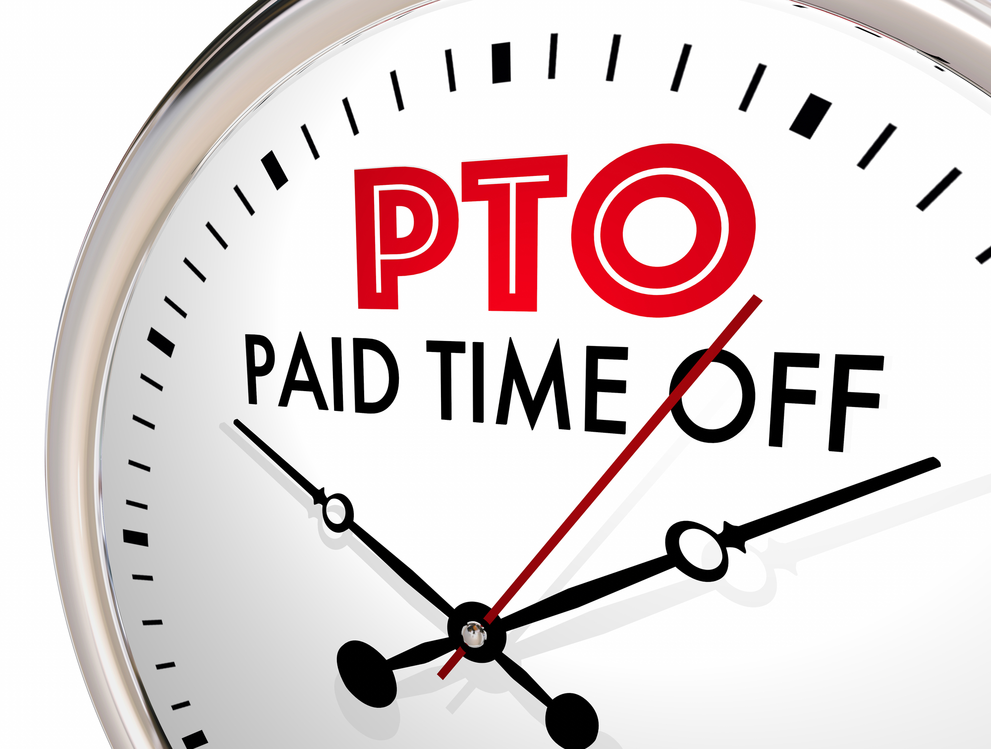 PTO Paid Time Off Clock Vacation Hours Leave 3d Illustration