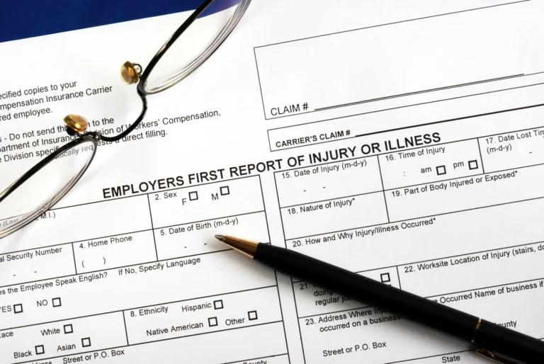 Picture of a workers compensation form.